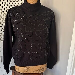 Black Sequin Turtleneck Sweater